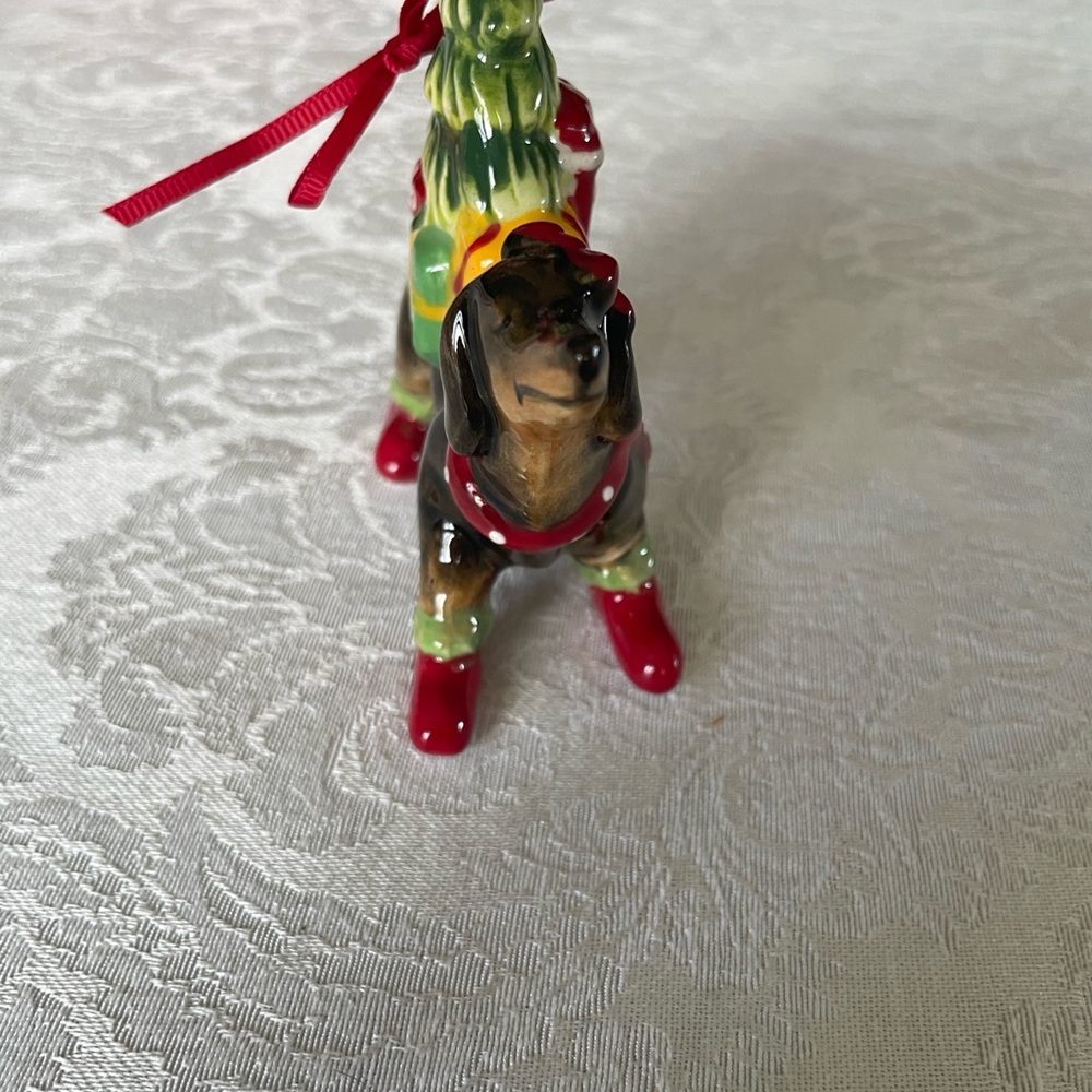 Festive spectrum mug and blue sky clay works Dachshund Mug and Ornament Set - Picture 15 of 16